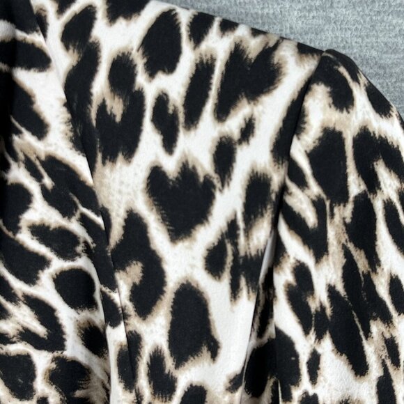 Calvin Klein Womens S Leopard Print Open Cardigan 3/4 Sleeves Oversized Blazer - Picture 15 of 16